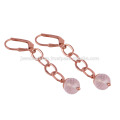 Boucles d&#39;oreilles en argent plaqué or Rose Quartz Rose